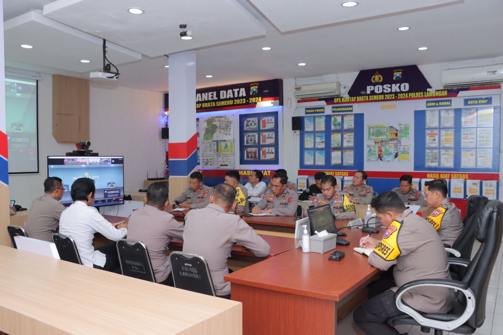 Polres Lamongan Ikuti Zoom Meeting Dalam Rangka Persiapan Ops Ketupat Semeru 2024