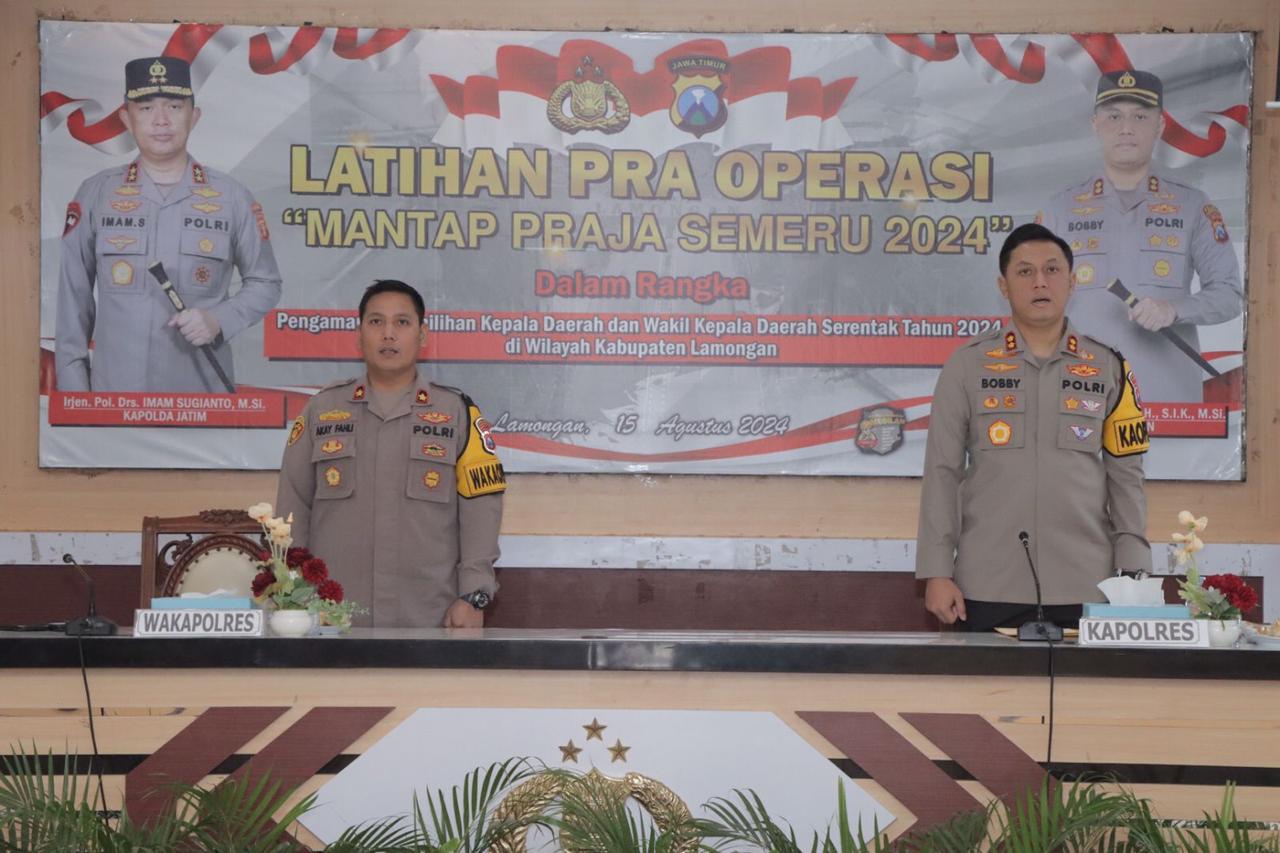 Polres Lamongan Gelar Latihan Pra Ops Mantap Praja Semeru 2024 Dalam Rangka Pilkada Serentak
