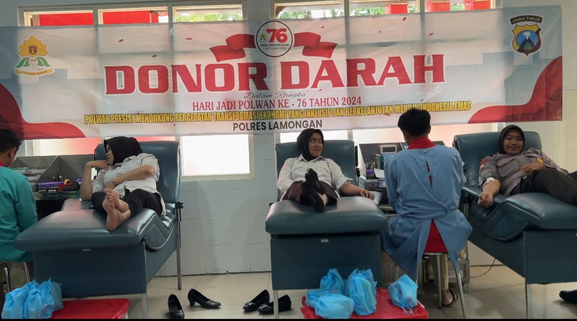 Baktikes dan Donor Darah Polwan Polres Lamongan dalam Rangka Hari Jadi Polwan ke-76