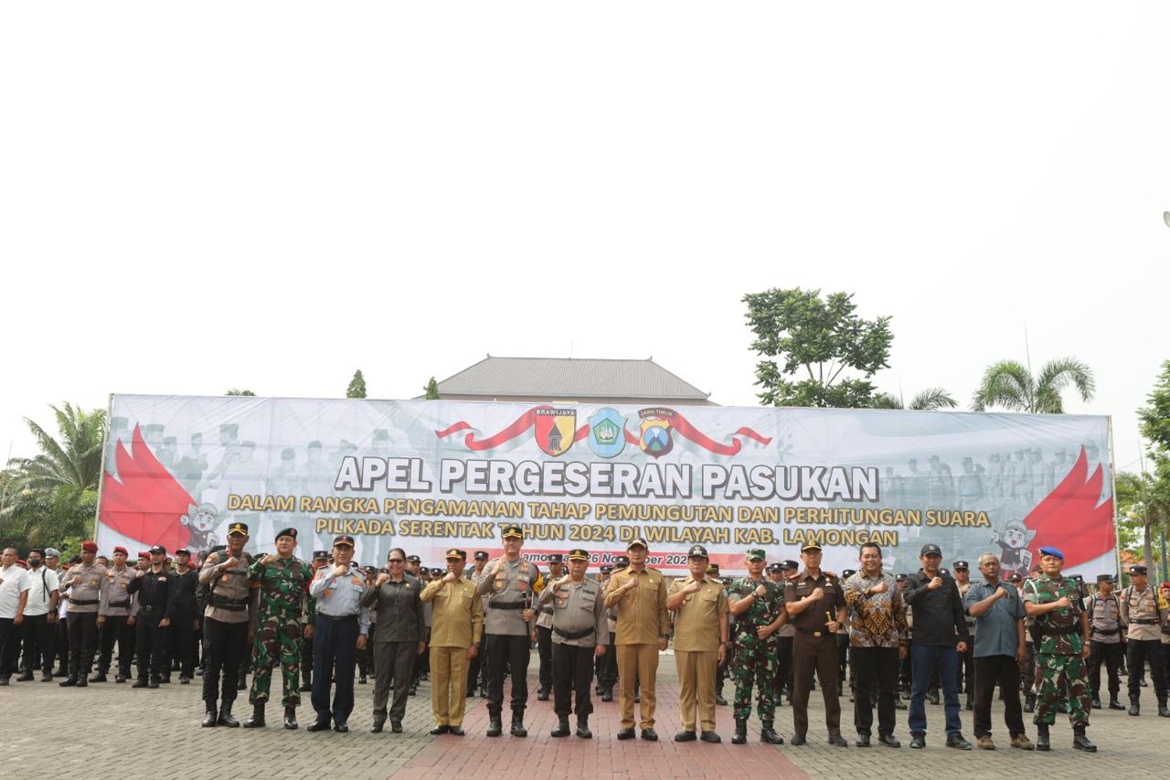Polres Lamongan Gelar Apel Pergeseran Pasukan Pengamanan Pemungutan dan Penghitungan Suara Pilkada Serentak 2024