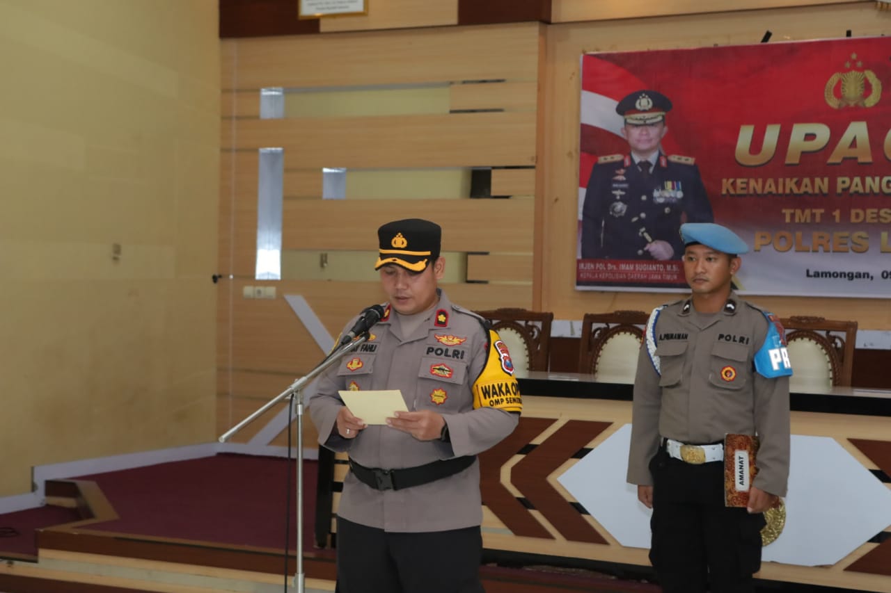Wakapolres Lamongan Pimpin Upacara Kenaikan Pangkat Pengabdian Ipda Nurhadi