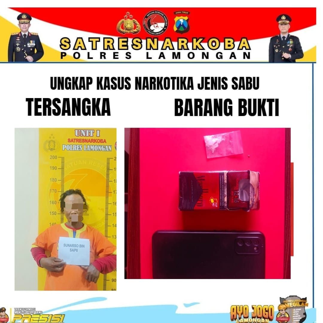 Satresnarkoba Polres Lamongan Tangkap Dua Pelaku Pengedar Narkotika Jenis Sabu di Kecamatan Tikung