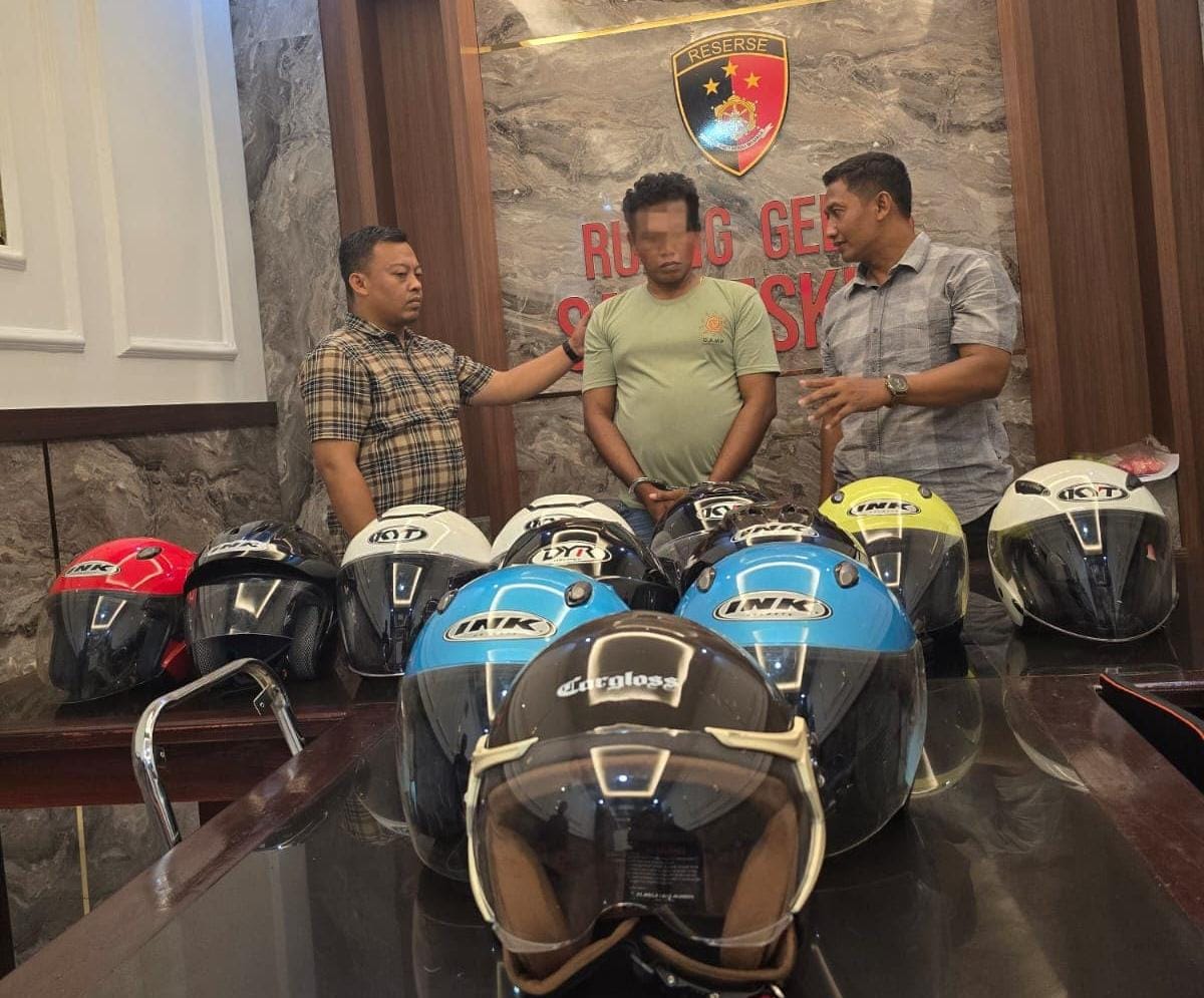 Polres Situbondo Berhasil Amankan Residivis Pencurian Helm dan Sita Puluhan Barang Bukti