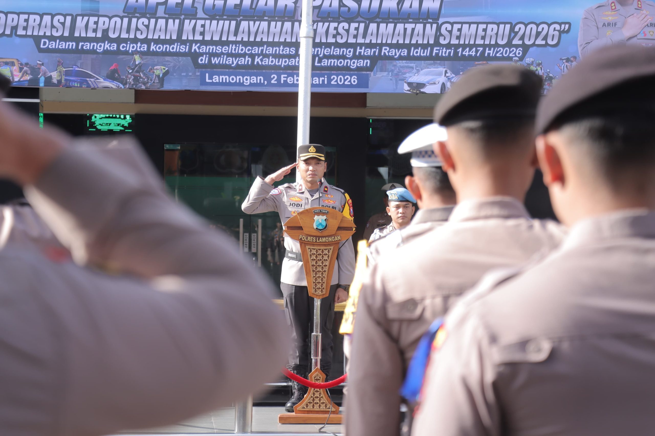 Polres Lamongan Gelar Apel Pasukan Ops Keselamatan Semeru 2026, Siap Wujudkan Kamseltibcarlantas Jelang Idul Fitri